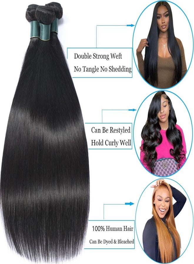 Great Grace Brazilian Straight Human Hair Bundles 20 Inch 1 Bundle Human Hair Weave 12A 100% Unprocessed Virgin Hair Extensions Single Bundle Natural Black Color - Image 3